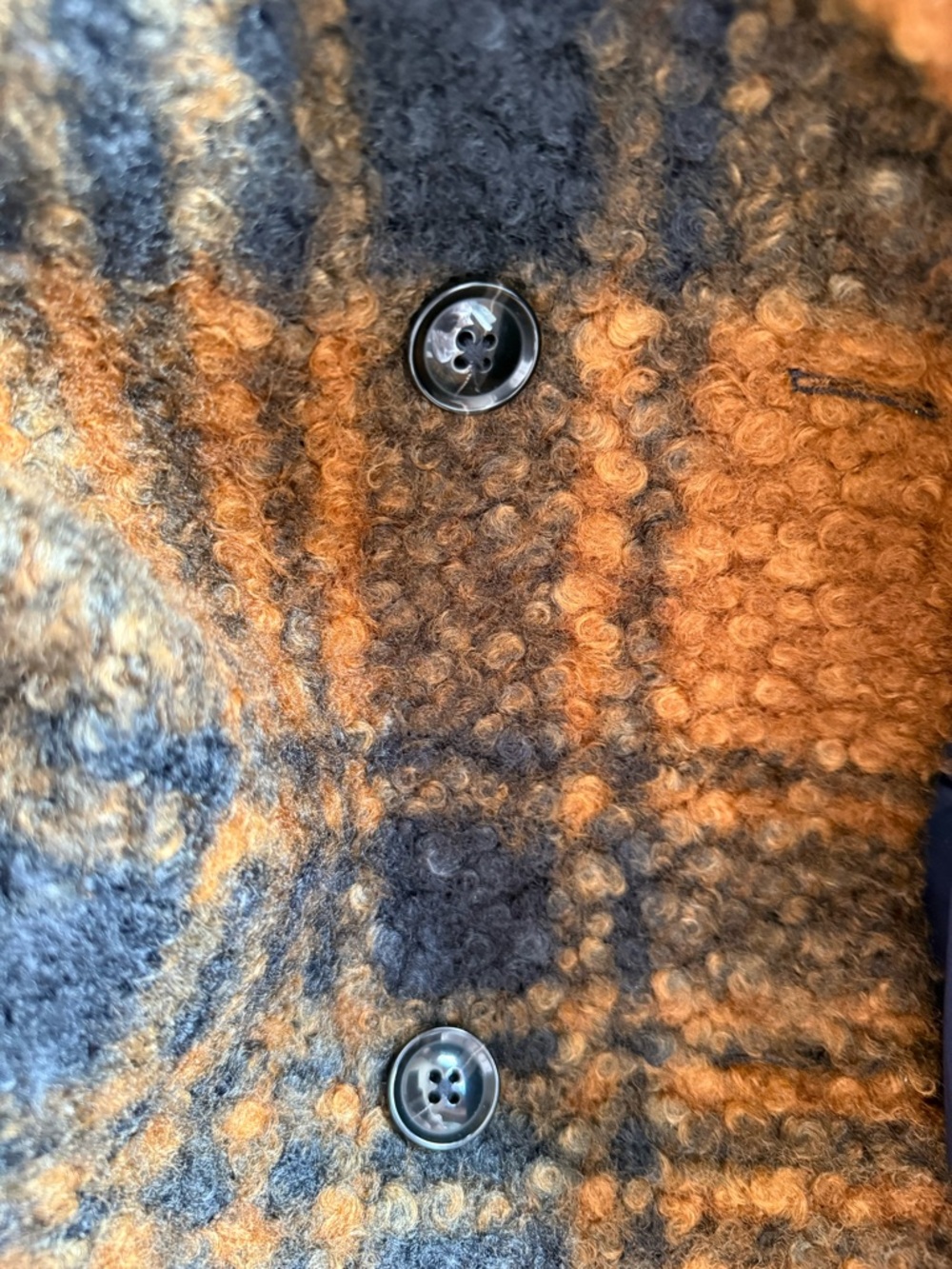 Plaid Double-Breasted Pea Coat in Burnt Caramel and Navy - Picture 8 of 13